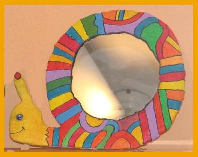 "papier-mache mirror frame - snail" by Lilach Vidal