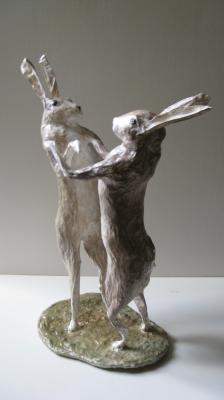 "boxing hares" by Juanita Humphris