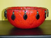 red beaded bowl by Andrea Charendoff