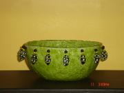 chartreuse beaded bowl by Andrea Charendoff