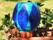 blue and turquoise vase by Rhonda Shema