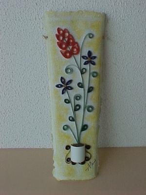 "Flowers in a papier mache tile" by Ana Schwimmer