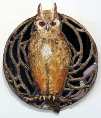 "Horned Owl mirror" by Antonia Galloway