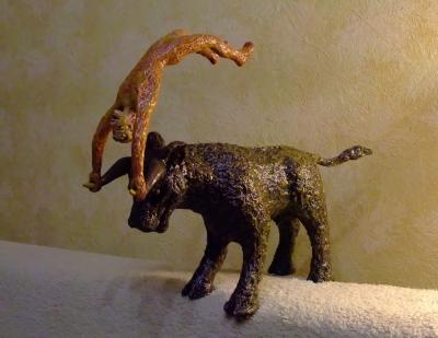 "Leaping of a bull. Danger overcoming." by Andrey Gavrilov