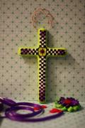 Green Checkerboard Cross by Holly St.Denis