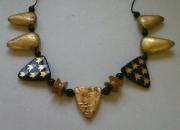 hand painted+ gilded beads spaced with small onyx beads by Evangeline Duplessis