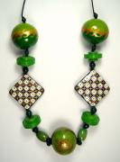 Green checkerboard necklace by Evangeline Duplessis