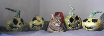 "Halloween pumpkins and cat" by Rok Jursic