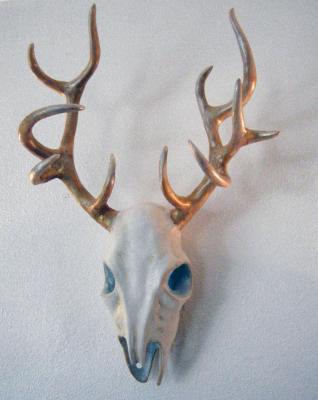 "Vegan Deer Skull (Gold and Blue)" by Sarah Hage