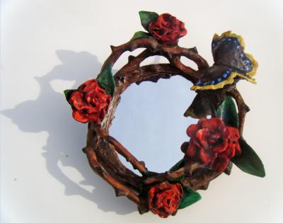 "Red Rose Wreath Mirror" by Sarah Hage