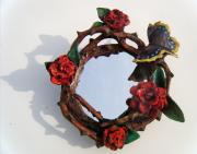 Red Rose Wreath Mirror by Sarah Hage