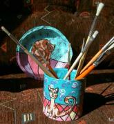 Cat Plate and Pen Holder by Bilja