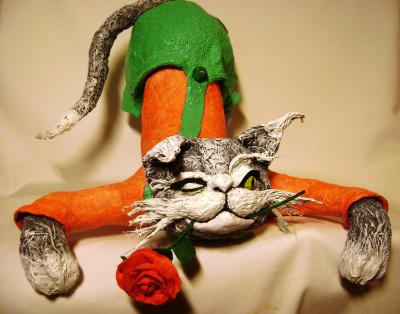 "Cat with a rose" by Elena Sashina