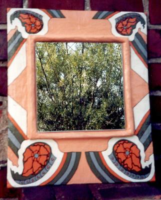 "Salmon-flower mirror" by Alison Day