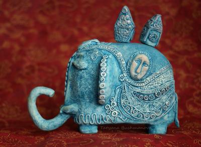 "Elephant "Blue Tale"" by Tatyana Bushmanova