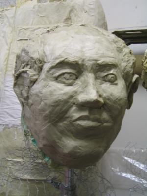 "Chaiman Mao - papier mache portrait" by Steve Yeates