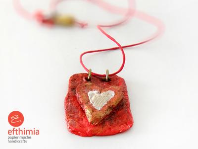 "Red heart pendant necklace" by Efthimia Kotsanelou
