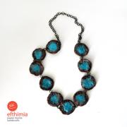 Brown & turquoise disc bead necklace by Efthimia Kotsanelou